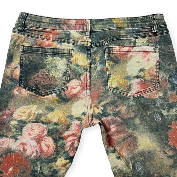Haute Hippie Washed Floral Skinny Jeans SIZE 27 Low Mid Rise Distressed Denim - Picture 5 of 9